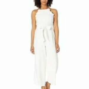 NWOT Cece White Ruffle Sleeveless Jumpsuit